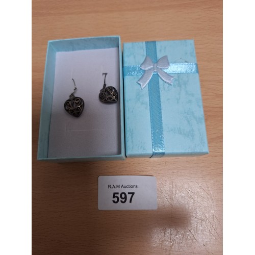 597 - Boxed Vintage 925 Silver Earrings