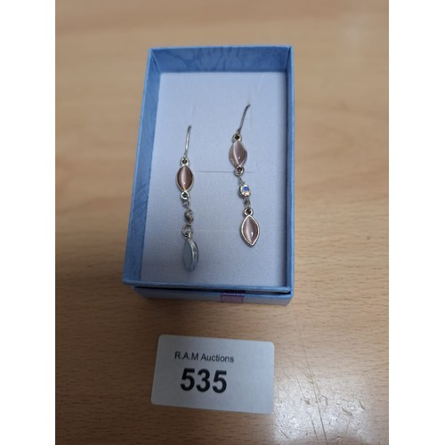 535 - Boxed 925 Silver Earrings with Stones