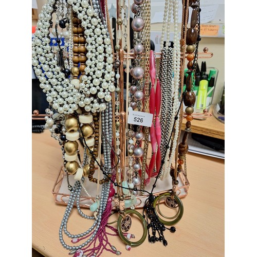 526 - Stand of Fashion and Vintage Jewellery To Include Wood, Beads, Hippy Style Necklaces Etc