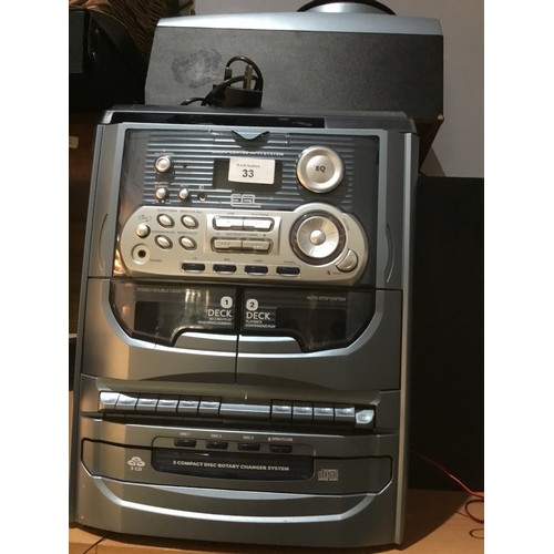 33 - EGL Midi Hi-Fi System With 3 Compact Disc Changer and Speakers