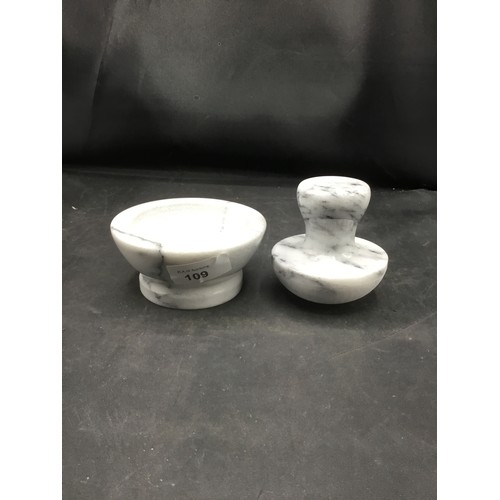 109 - Vintage White and Grey Marble Pestle and Mortar