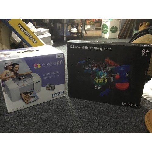 223 - Boxed Epson Printer and a John Lewis Scientific Challenge Set