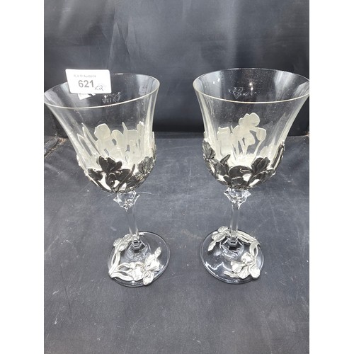 621 - Pewter Wine Glasses x2