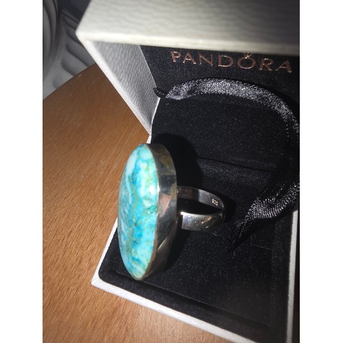 615 - Boxed 925 Silver Large Stoned Ring