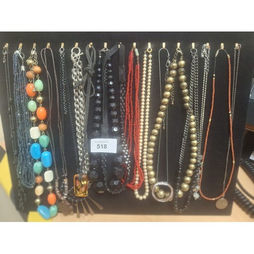 518 - Stand of Fashion and Vintage Necklaces To Include Stoned Etc