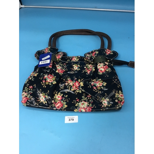 379 - Ladies Black Floral Bag