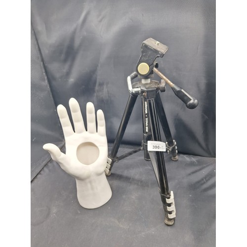 396 - Mirando Tripod and a Ceramic Hand Brush Holder