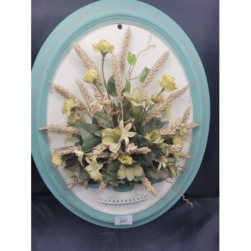 547 - Plaster Wall Mount Plaque With Dry Flower Decoration