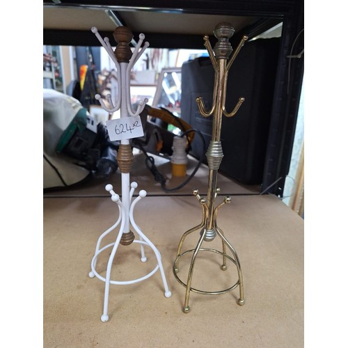 624 - Vintage Brass Jewellery Coat Stands x2