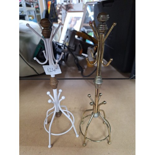 624 - Vintage Brass Jewellery Coat Stands x2