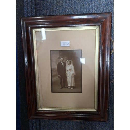 682 - Antique Victorian Picture Frame With Photo and a Framed Chad Stase Print of a Hare