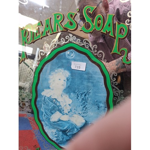 733 - Vintage Framed Pears Soap Mirror Approx 30 x 20