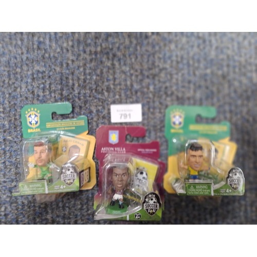 791 - New In The Boxes Soccer Stars Figures x3 To Include Brazil and Aston Villa (Neymar, Cesar and Villa)