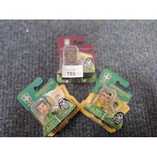 795 - New In The Boxes Soccer Stars Figures x3 To Include Brazil and Aston Villa (Neymar, Cesar and Villa)