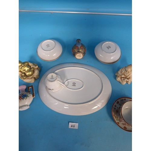 612 - Oriental Group x14 To Include Tray, Dishes, Buddhas, Vases, Cup and Saucer Etc