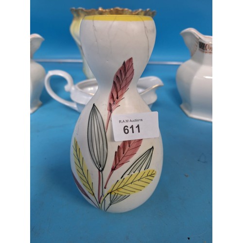 611 - Vintage/Retro Ceramics x7 To Include Vases, Bottle, Planter, Boat and Osborne Jugs