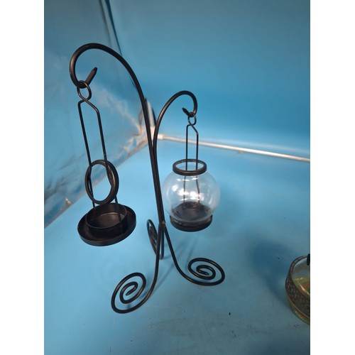 598 - Lamps x2, Metal Vase and Tealight Lamps x2