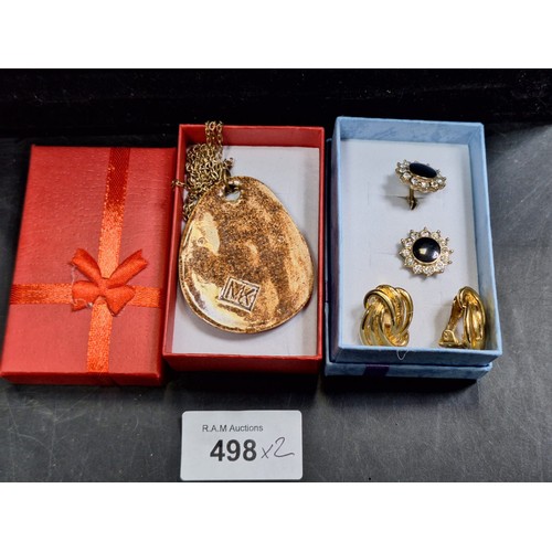 498 - Boxed Pendant Signed MK, and Boxed Earrings