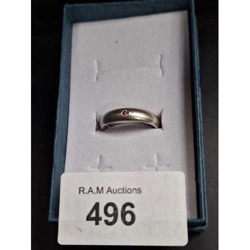 496 - Boxed 925 Silver Ring With Pink Diamond