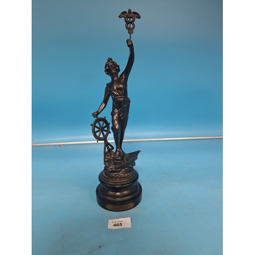 465 - Commerce Figurine On a Base Metal Possibly Bronze