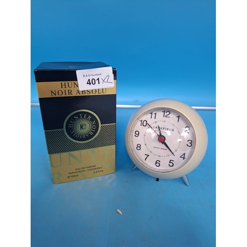 401 - 1960's Retro Clock and a Hunter Noir 100ml Perfume