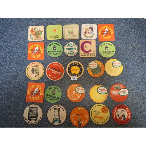 83 - Vintage/Retro Collectable Beer Mats x25 To Include Cider and Fruit Juice Themed