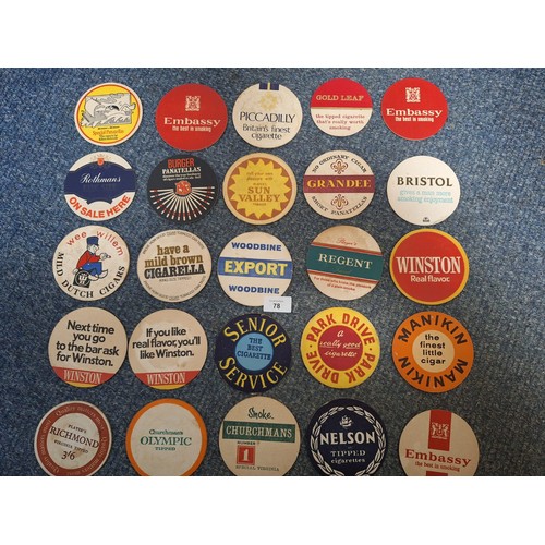 78 - Vintage/Retro Collectable Beer Mats x25 To Include Smoking Related