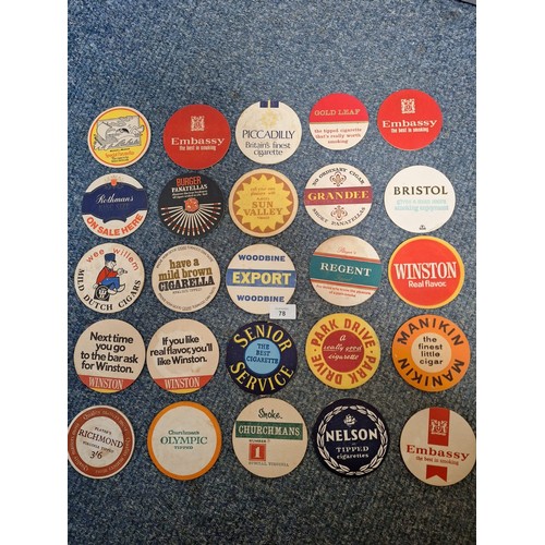 78 - Vintage/Retro Collectable Beer Mats x25 To Include Smoking Related