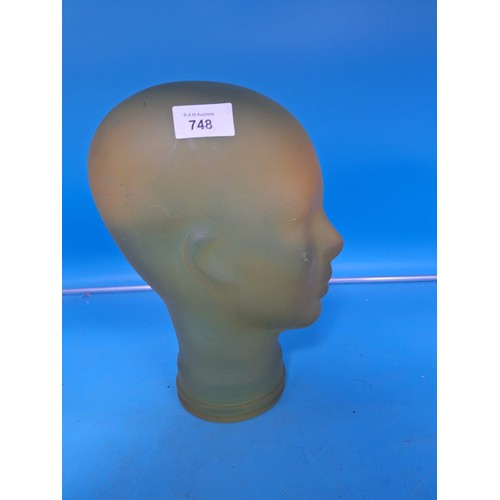 748 - Vintage Large Yellow Glass Head