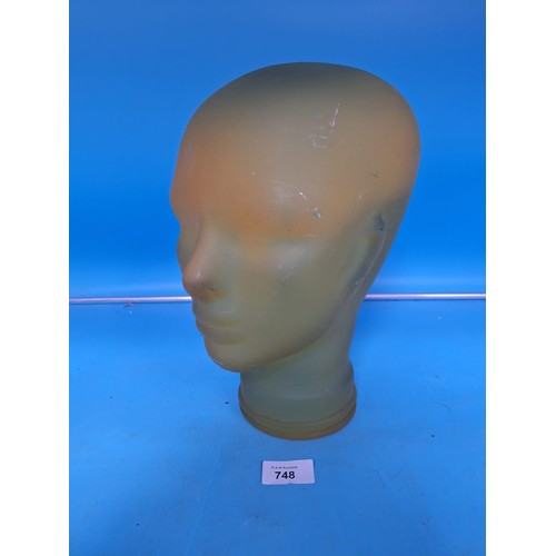 748 - Vintage Large Yellow Glass Head