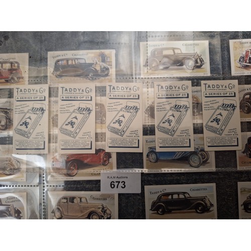 673 - 1920's Taddy and Co Tobacco Cards Full Set Cars