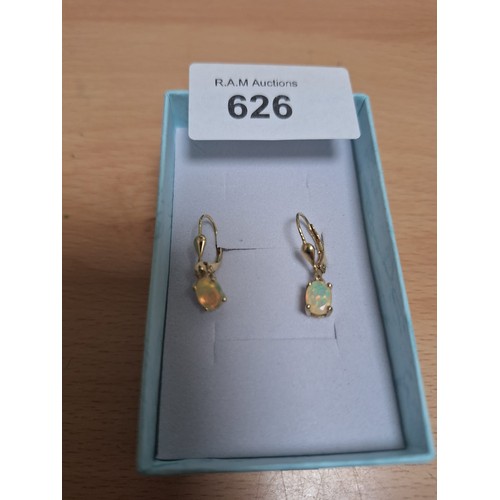 626 - 925 Silver Gold Plated Earrings With Opal Drops