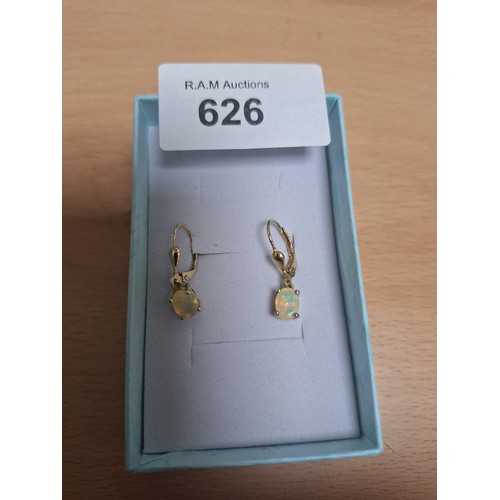 626 - 925 Silver Gold Plated Earrings With Opal Drops