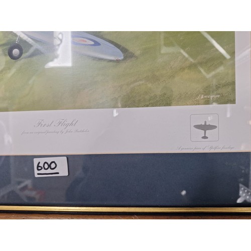 600 - Limited Edition First Flight Spitfire In a Frame Signed By The Artist and The Pilot and Two Prints