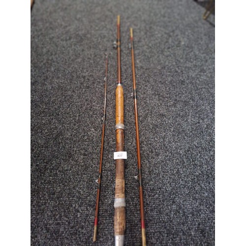 437 - Vintage 3 Piece Cork Handled Fishing Rod