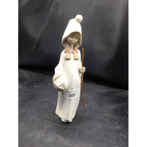 Lladro Girl With a Basket and a Walking Cane