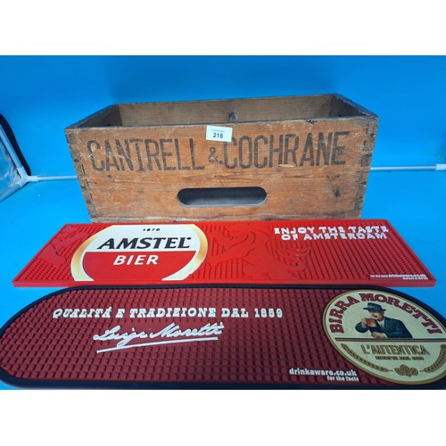218 - Vintage Cantrell and Cochrane Crate and 2 Mats Amstel and Birra Mcvetti