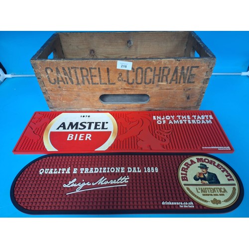 218 - Vintage Cantrell and Cochrane Crate and 2 Mats Amstel and Birra Mcvetti