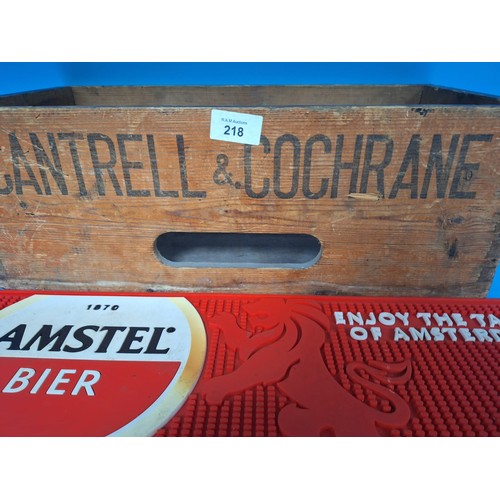 218 - Vintage Cantrell and Cochrane Crate and 2 Mats Amstel and Birra Mcvetti