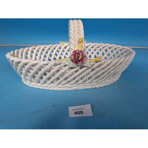 460 - Vintage Italian Majolica Fret Basket 12