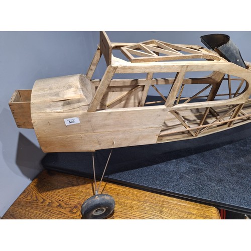 593 - Balsa Wood Part Built Model Plane With Parts, Spares, Motors Etc In a Box