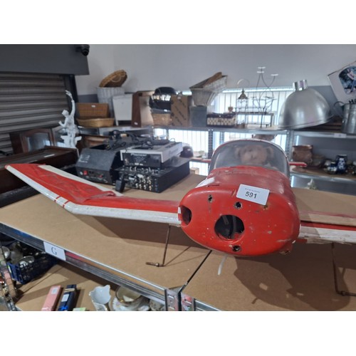 591 - For Repair/Project Red Model Aircraft With Pilot 5ft x 4ft x 12