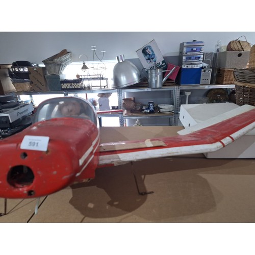 591 - For Repair/Project Red Model Aircraft With Pilot 5ft x 4ft x 12