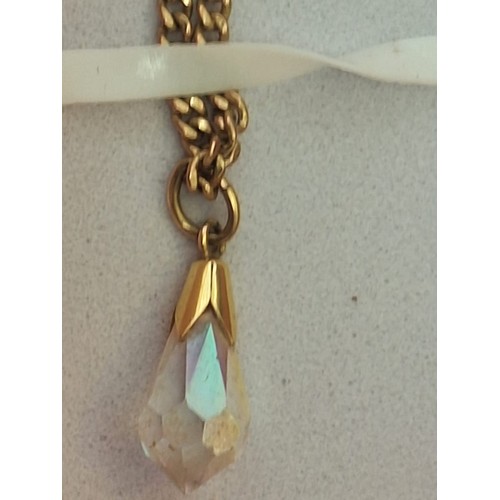 775 - 9ct Italian Gold Chain With a Crystal Drop Pendant