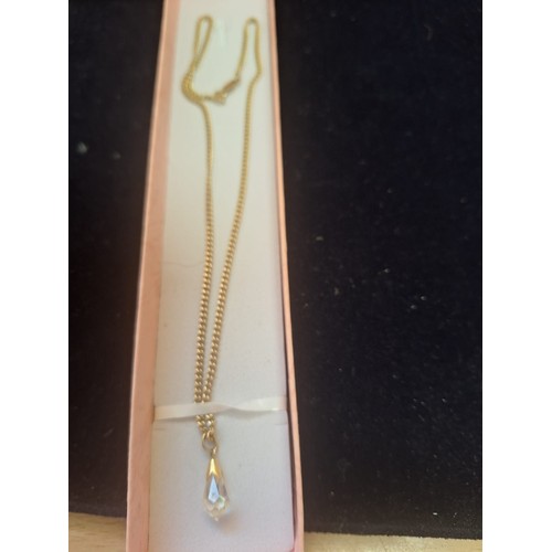 775 - 9ct Italian Gold Chain With a Crystal Drop Pendant