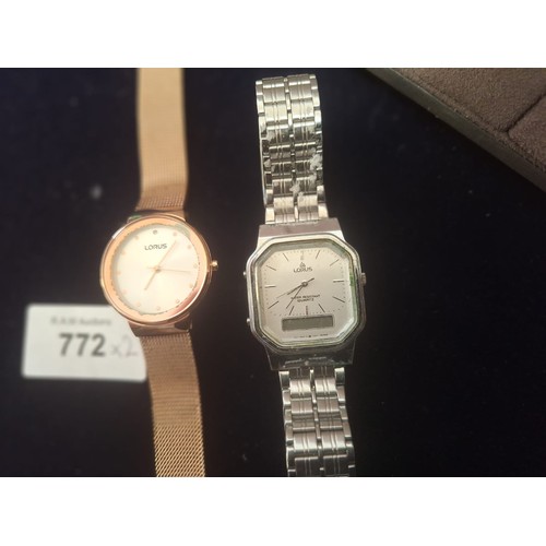 772 - Gents Lorus Watches x2 One Is Semi Digital and One Is Gold Toned With Marks