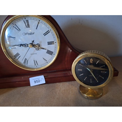 Windsor quartz mantle clock vintage wind up alarm + tempora 7 jard clocks
