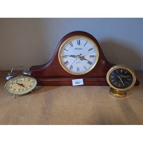 Windsor quartz mantle clock vintage wind up alarm + tempora 7 jard clocks