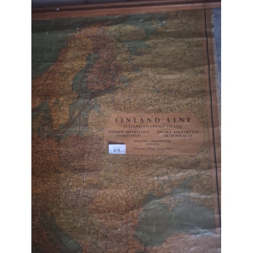 674 - Old Finland Line Steamship Co Map 1958