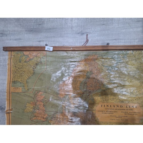 674 - Old Finland Line Steamship Co Map 1958